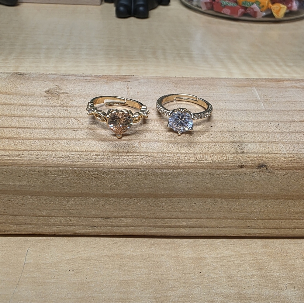 Adjustable Gold-Plated Zircon Alloy Rings